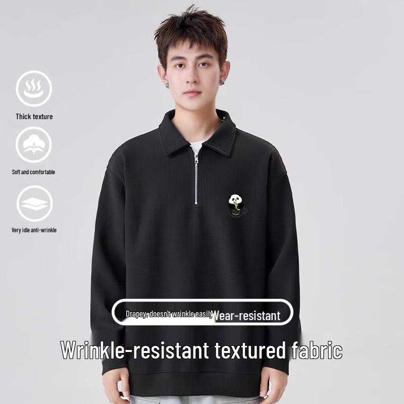 Baleno Men's Waffle Knit Heavyweight Half-Zip Stand-Collar Sweatshirt