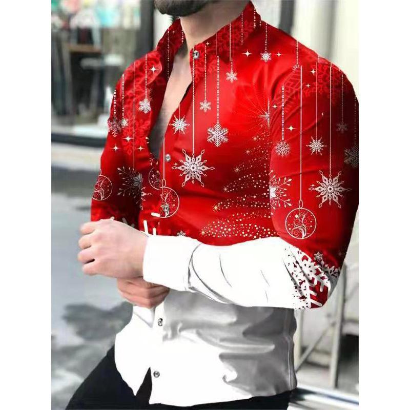 Men's Elegant 3D Printed Long Sleeve Shirts Turn Down Collar Party Casual Camisas Hombre Plus Size Streetwear Fashion Blouse