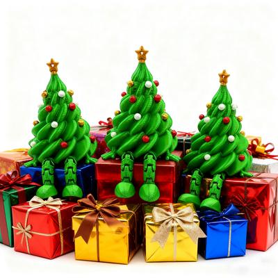 3D Printed Christmas Cute Desktop Ornaments Christmas Tree Colorful Joints Movable Shape Gift Decoration