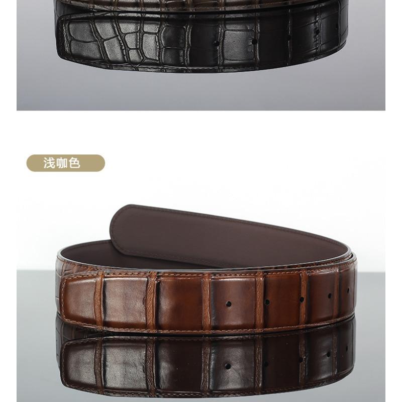Mei Mary Smooth buckle belt, double-sided cowhide crocodile pattern belt, genuine leather