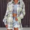 2025 Women's Cross-Border Plaid Shirt Jacket – Casual, Versatile Mid-Length Design