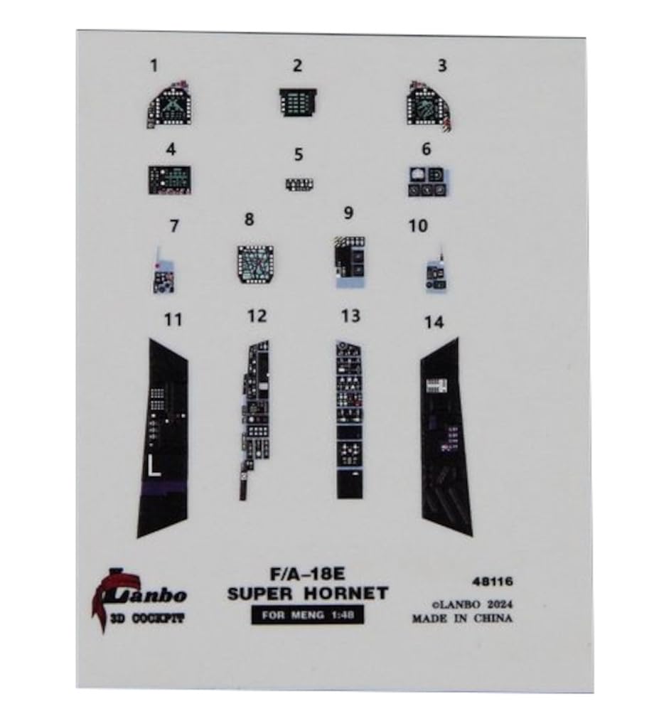 

Lambo Models 1/48 F/A-18E Interior 3D Decal (for Meng Models) Plastic Model Decal LNB48116 (Airplane)