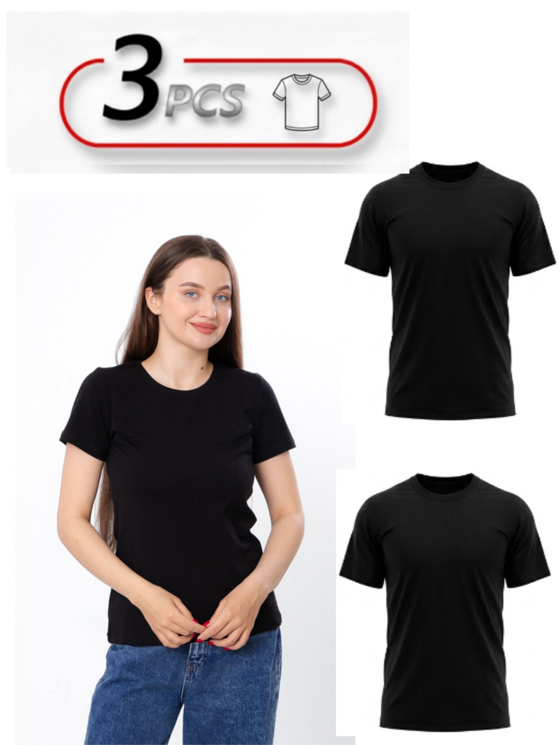 

Women’s 3‑Pack Basic Solid Color Fitted T Shirts, Summer 8188-036-1-pak3 HC S чорний