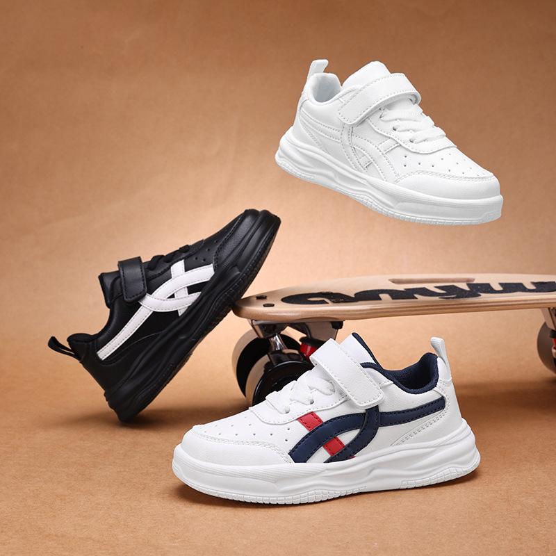 6116 children's board shoes, white shoes, spring low-top Velcro leather surface, male and female students, middle school children's running shoes, spo