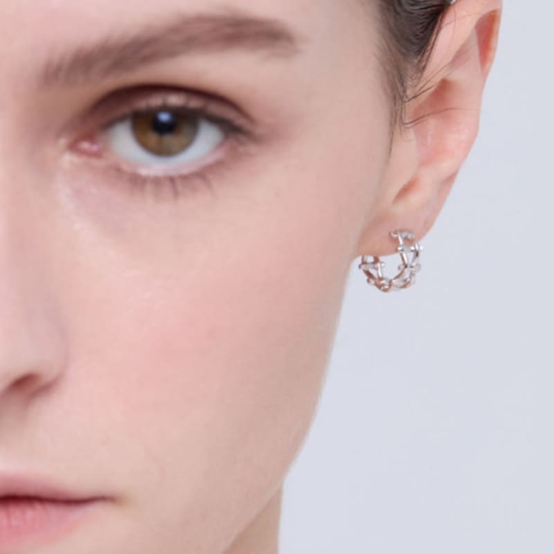 

BONAFIDE JEWELRY Multi Hash Tag Small Hoop Earrings (Silver) White Gold