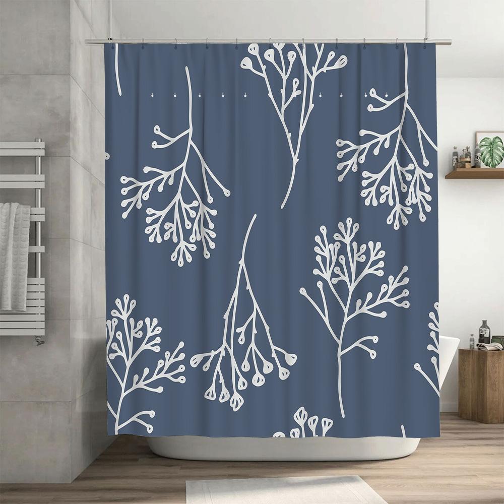 Modern stylish coral branch pattern shower curtain bathroom decor waterproof fabric bath mat curtains home textile art print des