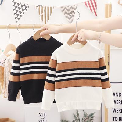 Suéter básico de otoño e invierno para niños, suéter de punto a rayas, camisa de fondo, ropa para mantener el calor para niños, jersey para niños, top
