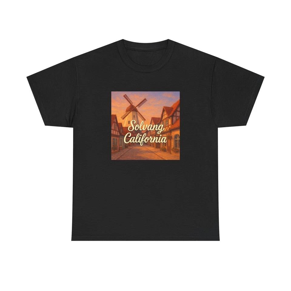 Unisex Adult T Shirt Solvang CA Danish Village Sunset L