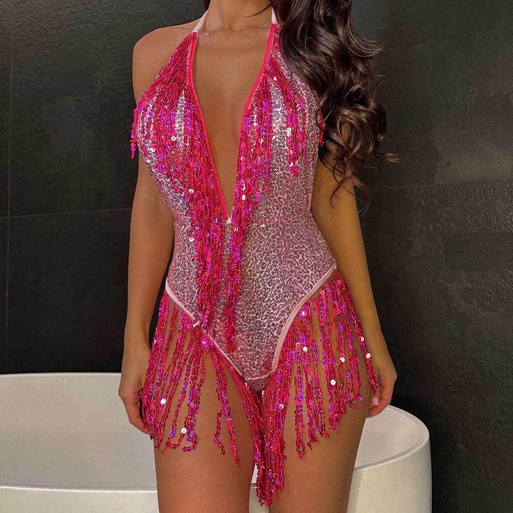 Women Sexy Triangle Split Bikini Suit Set Tie Side G-String Thong Swimsuit One Shoulder Elastic