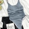 Einteiliger Badeanzug für Damen mit Kordelzug, Bademode für Damen 2025, rückenfreier Body, gerippter Badeanzug, Sport-Strandbekleidung