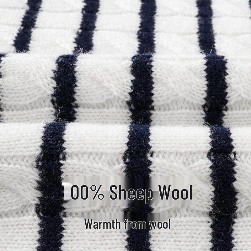 GIOVANNI VALENTINO Women's Striped 100% Wool Round Neck Sweater