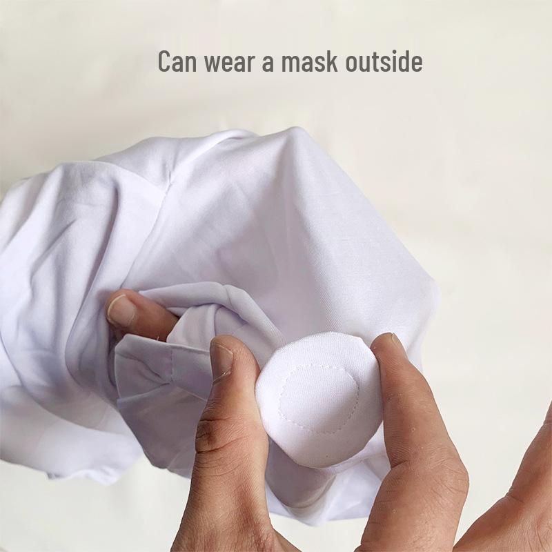 White Dustproof Head Cover Hat - Elastic Sanitary Cap for Men and Women