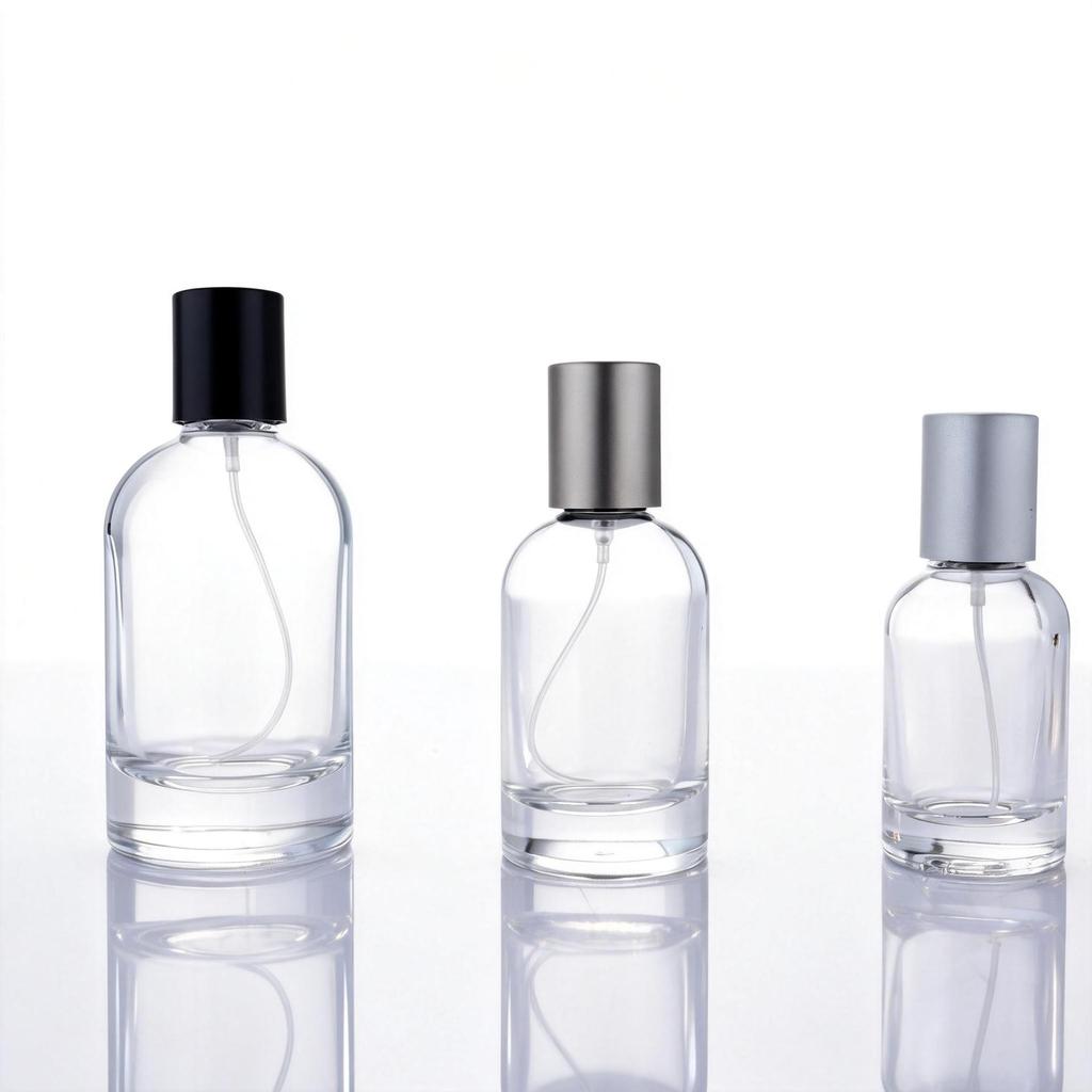 Transparent Cylindrical Glass Perfume Bottle with Bayonet Screw Cap