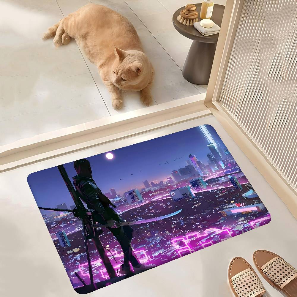C-Cyberpunk S-SamuraiS Mata pod drzwi wejściowe Zmywalna Antypoślizgowa Mata obszarowa pod sofę krzesła do salonu Kuchnia Wycieraczka powitalna
