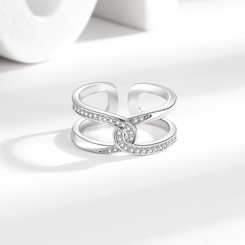 European Style Rope Knot Double C Buckle Symmetrical Fashion Ring