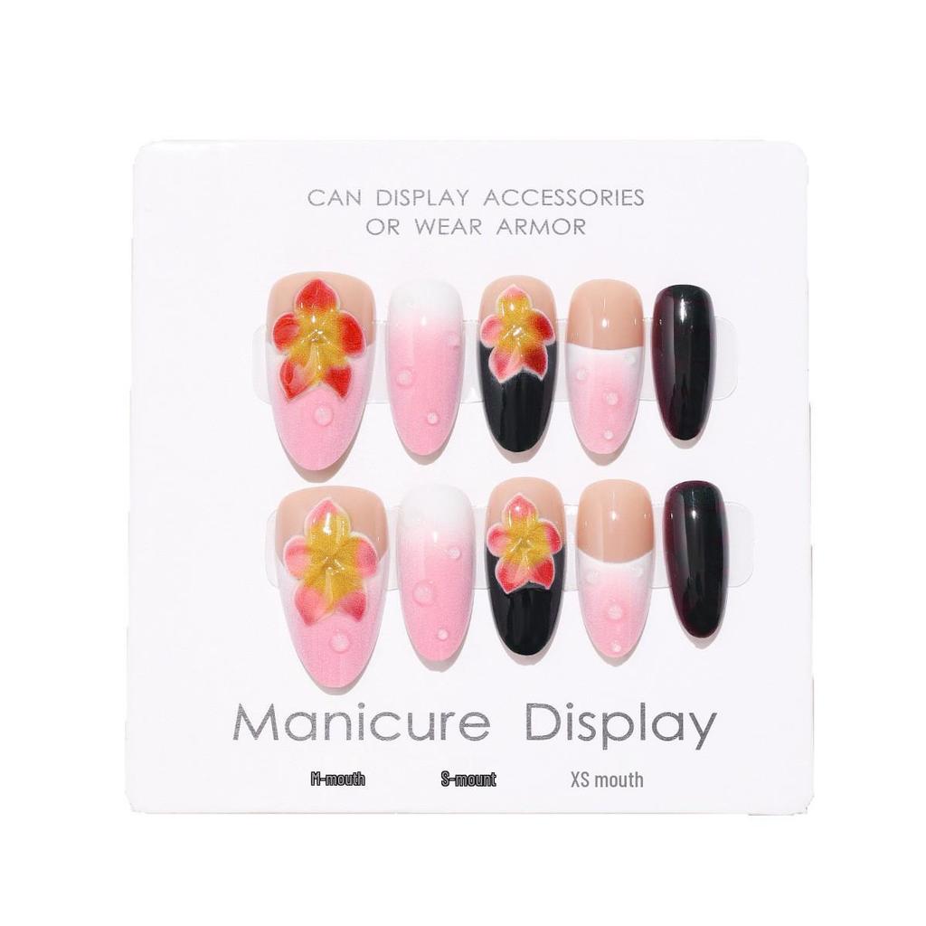 T824 Neon Flower Glasses: Hand-painted 3D Nail Stickers in a Sweet and Spicy Modern Chinese Style with Small Floral Design.