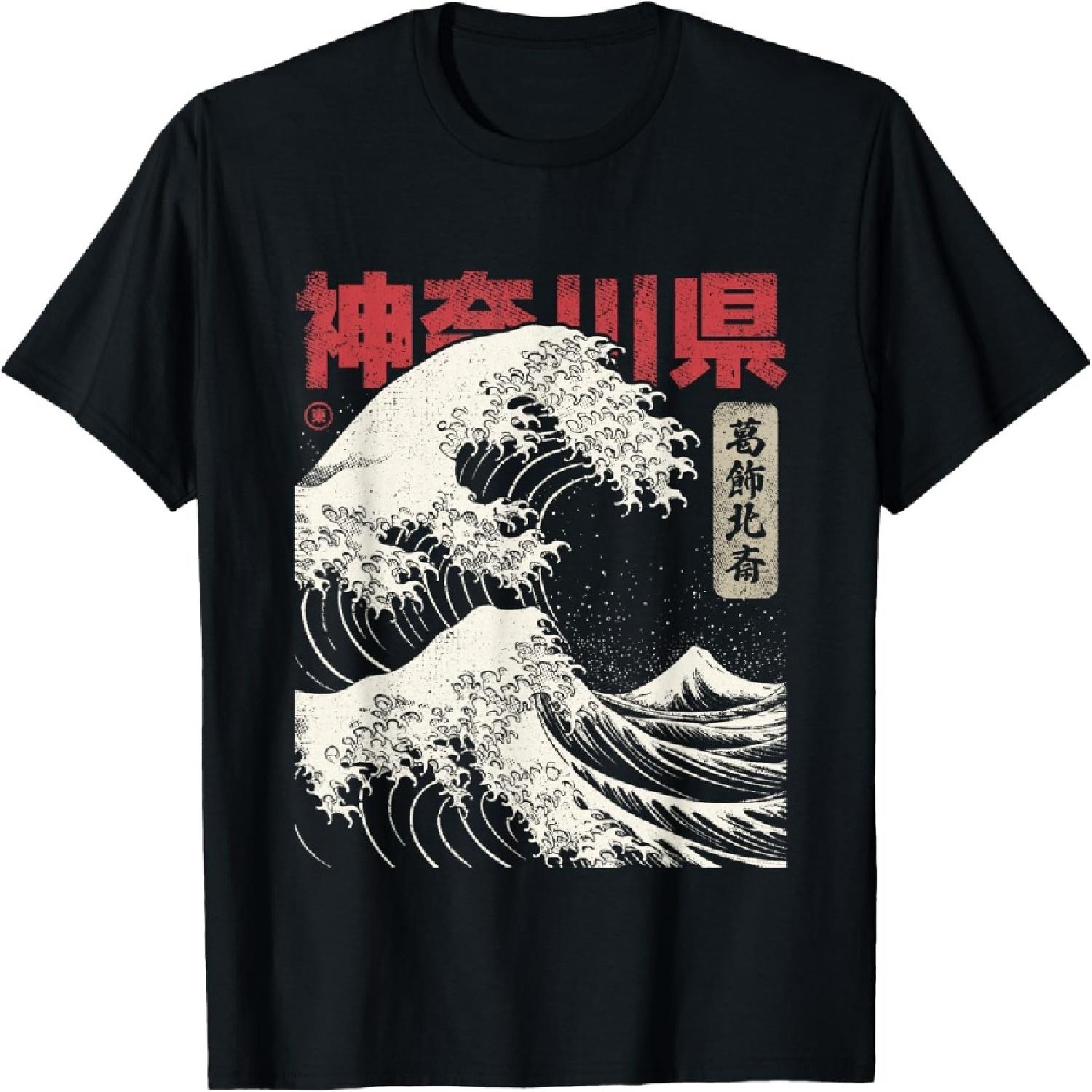 

Vintage Japanese Kanagawa Hokusai Ukiyo-e Great Wave T-Shirt(1) XXXXXL різнокольоровий