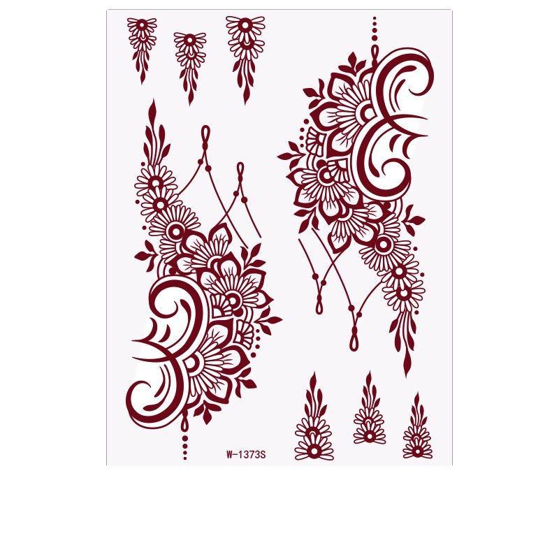 Brown Lace Tattoo Sticker Waterproof Henna Tattoo Wedding Temporary Tattoo Set Hannah