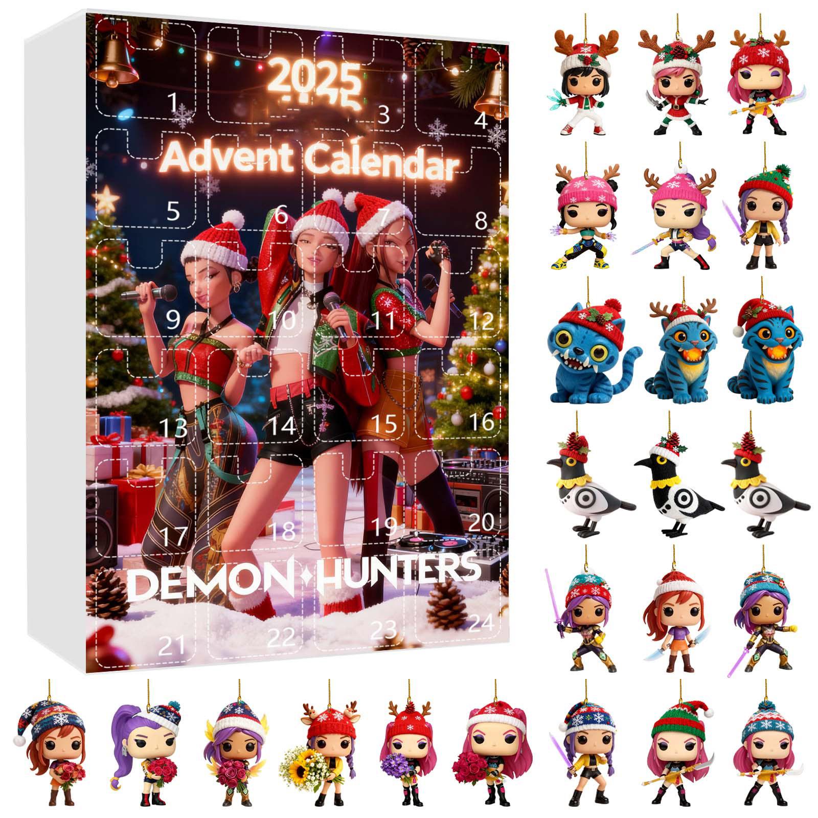 

2D Адвент-календарь 24 дня Календарь обратного отсчета с музыкальными коллекционными фигурками персонажей, Адвент-календарь One Size