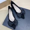 Fashion Flat Shoes for Women Spring and Autumn of 2025 New Pointed Suede Color Blocked Butterfly Bow Flat Shoes Large Sizes 41-43