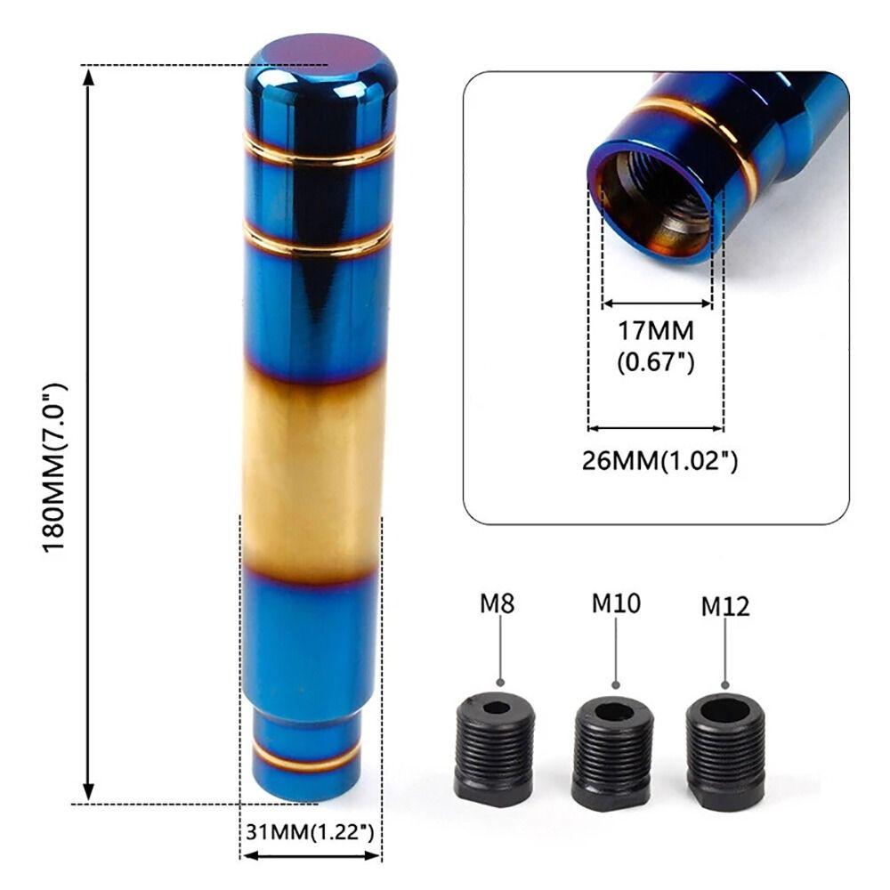 1Set 18cm Car Gear Shift Knob Manual Aluminum Alloy Shift Lever Universal Blue Half Grilled Shift Handle