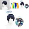 Genshin Impact Kunikuzushi Donkerblauw Cosplay Pruik Zacht Hittebestendig Fiber Verstelbare Pasvorm Realistische Hoofdhuid
