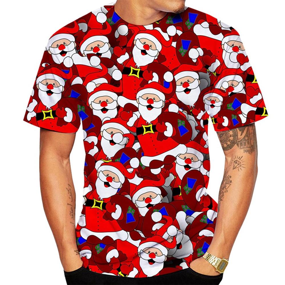 Summer Santa Claus 3D Printed T-shirt Christmas Eve Casual Short Sleeved Top