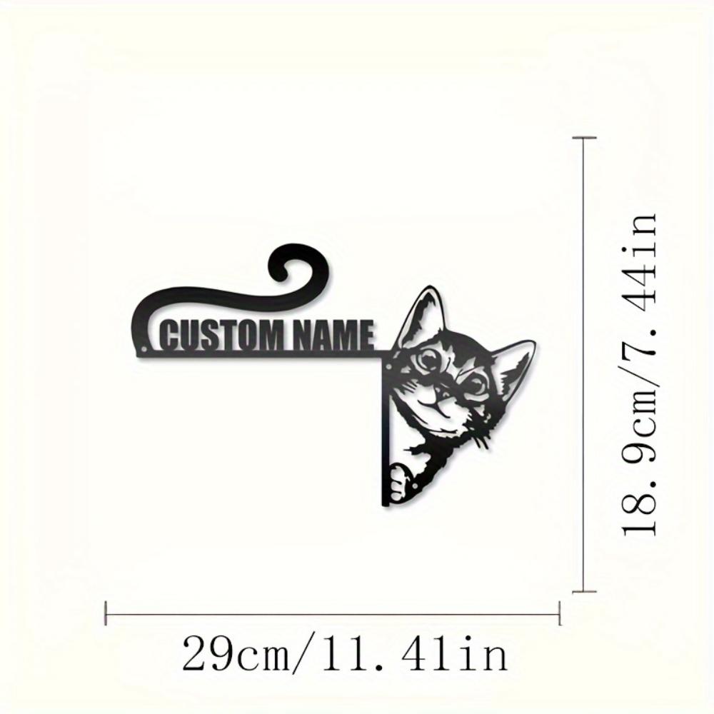 

Customizable Black Cat Metal Door Sign Hollow Design Outdoor Decor Housewarming Gift