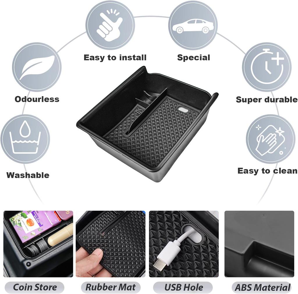 Armrest Storage Box for VW Volkswagen Golf GTI R MK8 2025 2025 2025 Center Console Organizer Tray Accessories Coin Storage Box