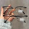 Retro Gray Anti Blue Light High-end Frame with Small Face Display and Posensitive Color Changing Glasses