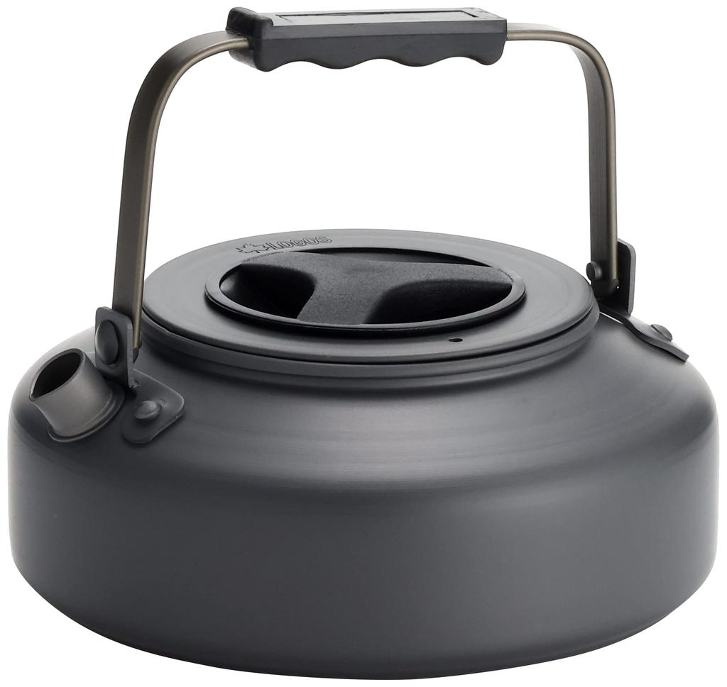 LOGOS The Hard 81210301 Kettle, 750ml, Flat, Aluminum, Scratch-Resistant Anodized, Black,