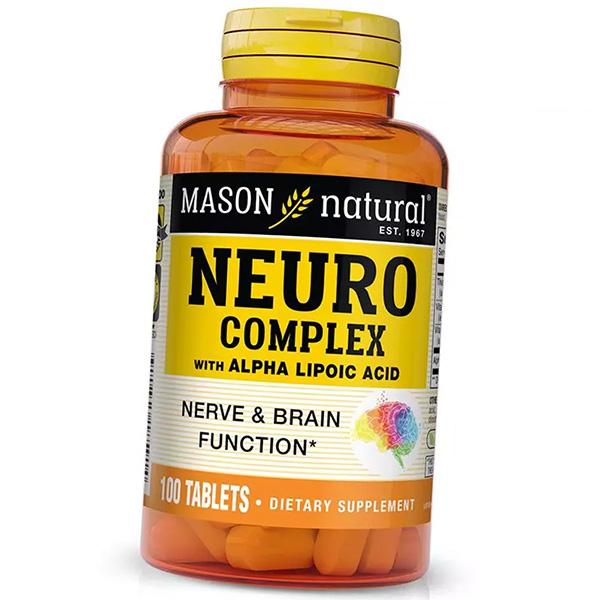 Нейрокомплекс с альфа-липоевой кислотой, Neuro Complex with Alpha Lipoic Acid, Mason Natural  100таб (36529074)