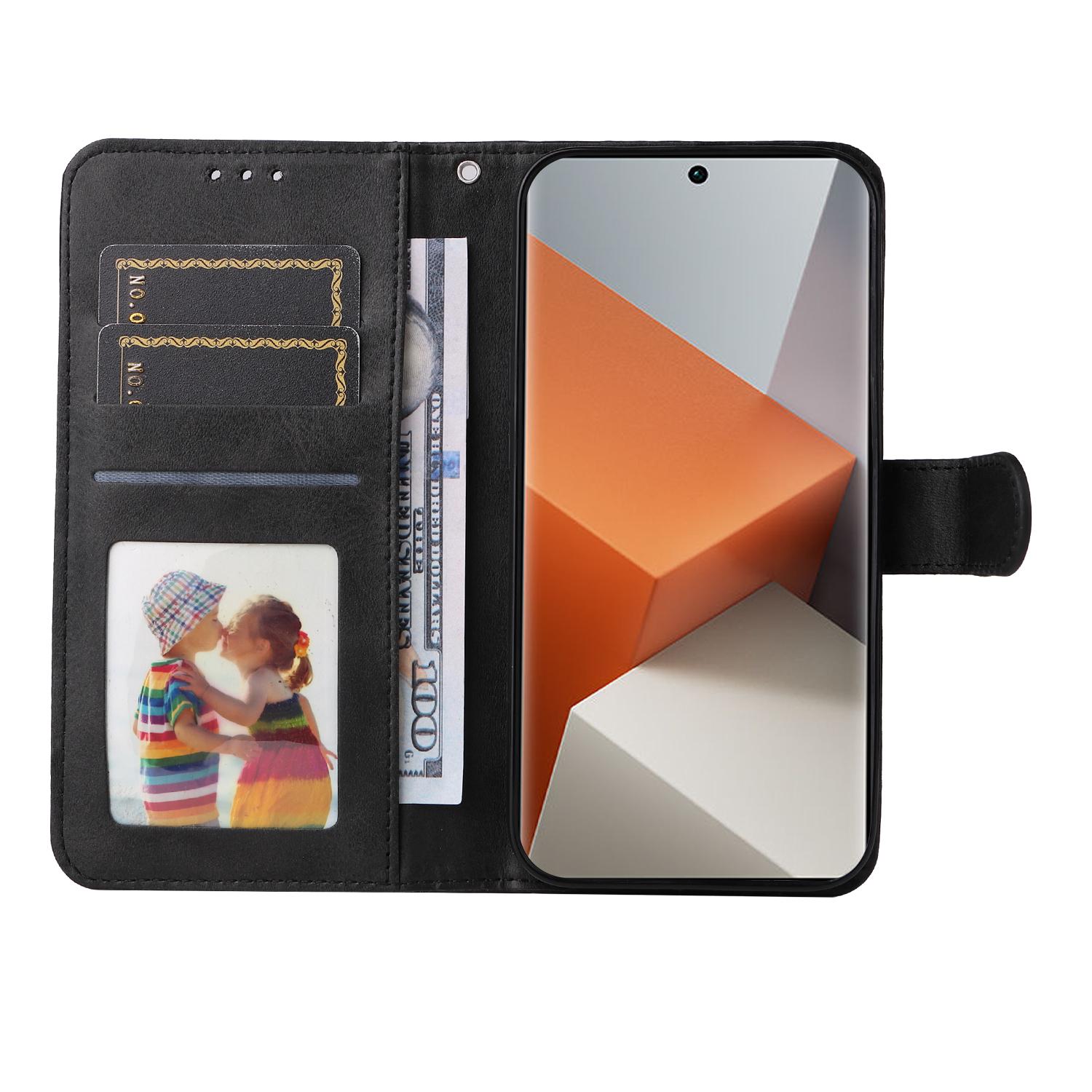 

For Xiaomi Redmi Note 13 Pro+ 5G Leather Case Stand Cover Card Holder with Strap Red