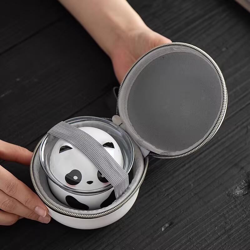 Guochaofeng Panda Ceramic Kuaike Cup Portable Travel Tea Set Outdoor Personal Brewing One Pot And Two Cups
