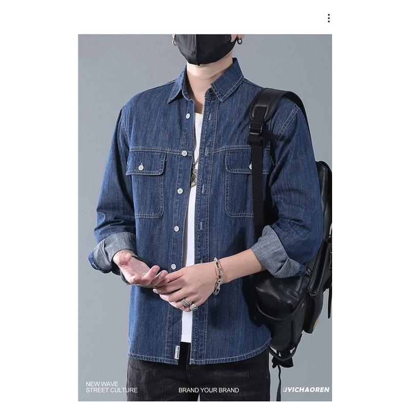Chaqueta de Hombre Chaqueta Vaquera Talla Grande Lavada Chaqueta Casual Suelta Cómoda Chaqueta Vintage