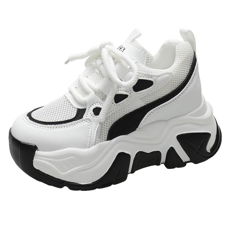 Spring new explosive mesh dad shoes inner height increase sports women's shoes mesh shoes women breathable thick-soled white shoes women