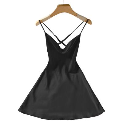 Suspended Skirt Ice Silk Nightgown Casual Breathable Faux Silk Sexy Fashionable Backless