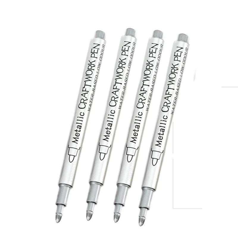 

4pcs Waterproof Permanent Metallic Brush Paint Marker Pens DIY Resin Mold Gold Silver Drawing Supplies Craft Markers Pen