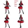 Halloween Female Clown Cosplay Outfit With Red Dress And Headpiece For Themed Parties