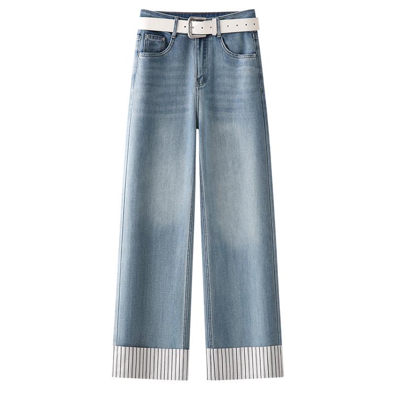 

Women s Blue Patchwork High Waist Wide Leg Jeans - Summer 2025 Collection M синий/джинсовый