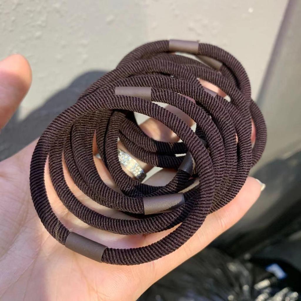 Versatile Korean Mori Style Milk Coffee Hair Tie - High Elastic, Durable Thick Rubber Band Accessories
