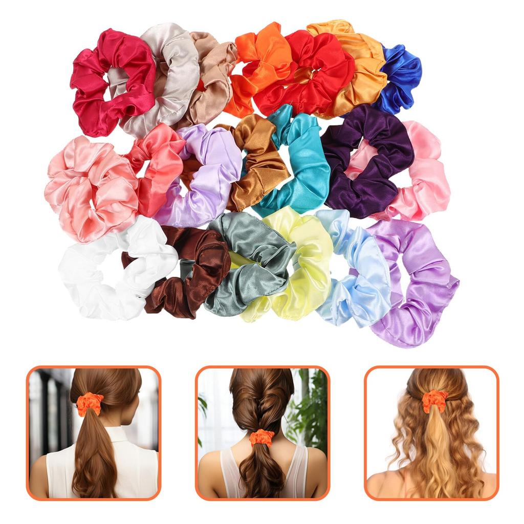 Healvian Hair Set of Satin Elastic Ponytail Holders for Hair Wrist Bracelet Perfect for Updos Scrunchies, 20, Girls, Hairbands, Accessories, Style,