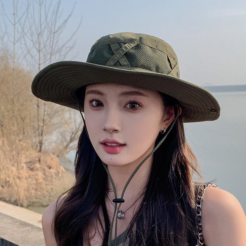 9245 Summer Big Brim Sunscreen Sun Hat Breathable Versatile Sunshade Bucket Hat Spring and Autumn Outdoor Mountaineering Hat Women