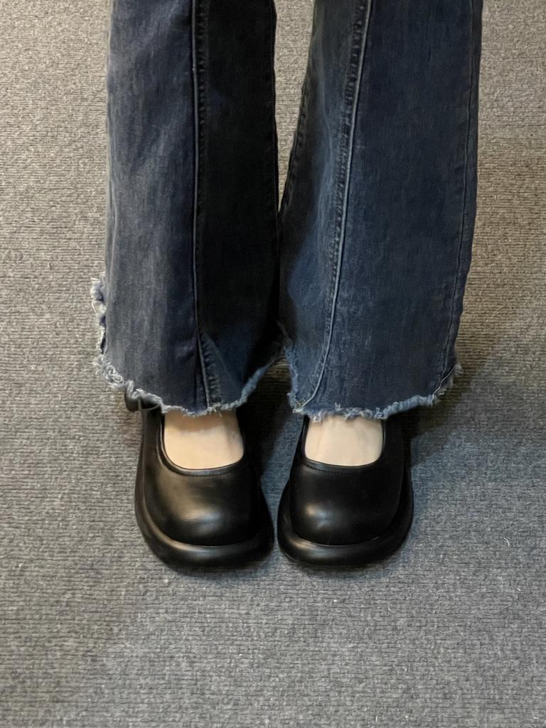 Baotou half-drag women wear thick skirts, French heightening one pedal, with new bottom Mary Jane cool slippers 2025