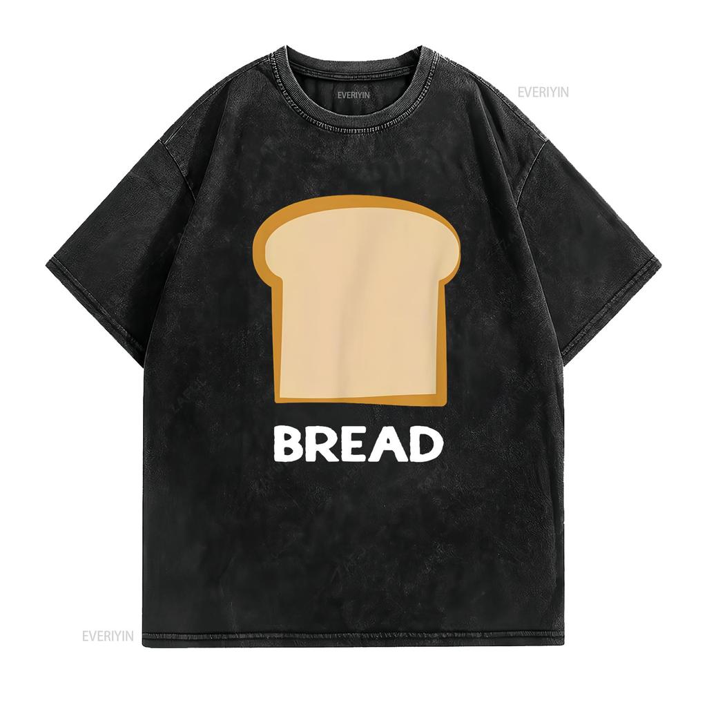 Bread Design Slice of T Shirt Vintage Washed Stretched Graphic Versatile Casual Unisex Top For Everyday Wear Soft Streetwear