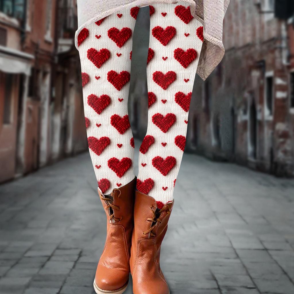 Women's Pants Valentine's Day 3D Printed Stretch Soft Leggings Casual Home Pajama Pants