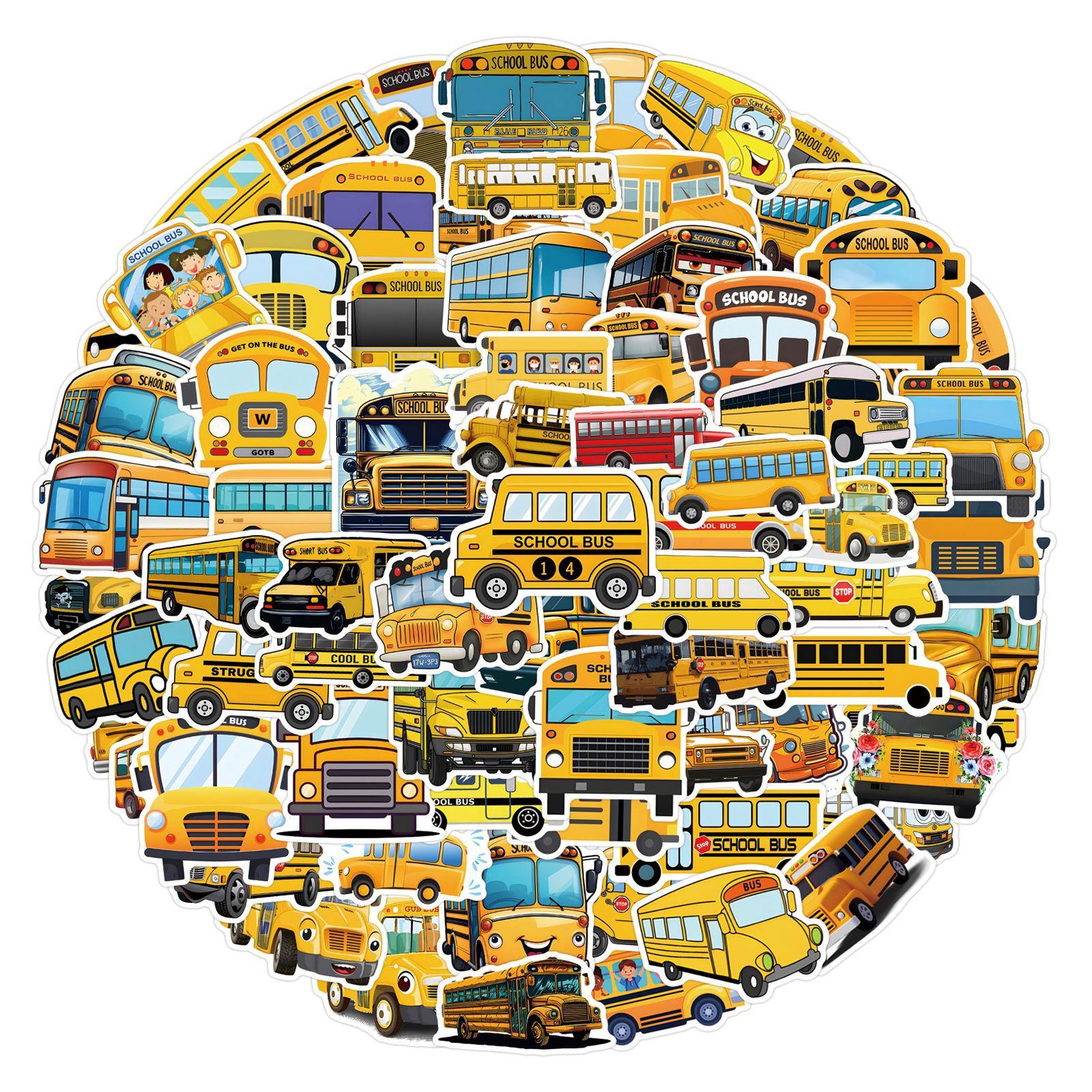 

110 New School Bus Cartoon School Bus Graffiti Stickers Suitcase Mobile Phone Stickers