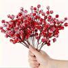 10/20 Stück Künstliche Rote Fruchtpflanzen mit Schnee Rote Frucht Weihnachtsbaumdekoration Party Heimzimmerdekor Neujahr Weihnachtsgeschenk