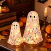 Centrotavola Spettrale con Confetti Luminosi, Statuetta Fantasma in Resina Luminosa per Scrivania Libreria, Artigianato Moderno per Halloween, Atmosfera con LED Caldi