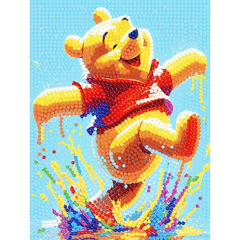 

Набор для алмазной живописи своими руками с рамкой, Счастливый Винни Полная круглая мозаика 5D Набор для вышивания крестом своими руками Домашнее украшение с рамкой, Коллекция хобби для рукоделия Round 15x20 cm with frame